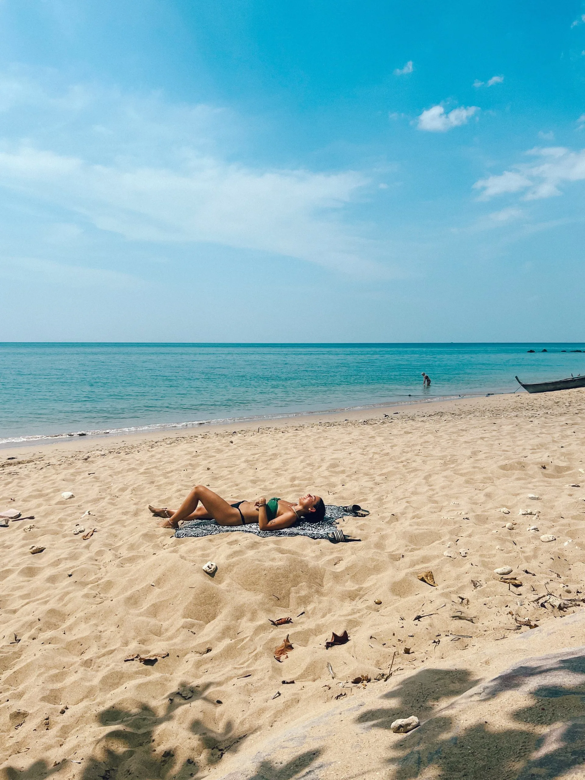 Girl Sunbathing on Relax Beach