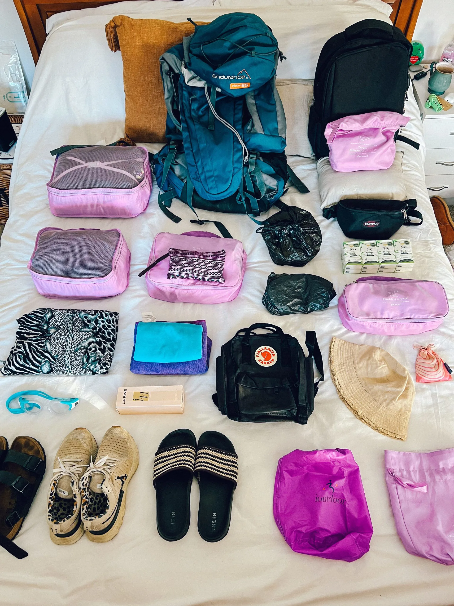 packing cubes and backpack